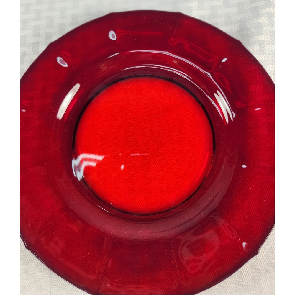 Vintage Martinsville Addie Ruby Red "Elegant"Glass Luncheon Plates-Set of 5-VG - Picture 4 of 9